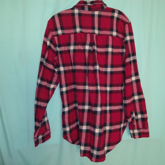 Wrangler red plaid flannel button-down shirt small western ranch - Picture 7 of 10